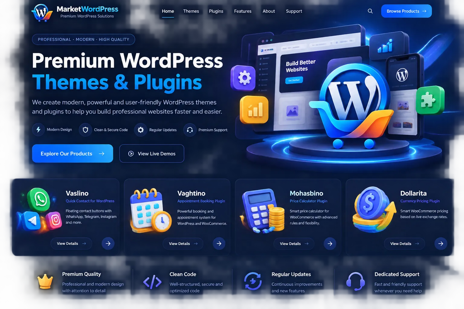 English premium WordPress showcase for MarketWordPress